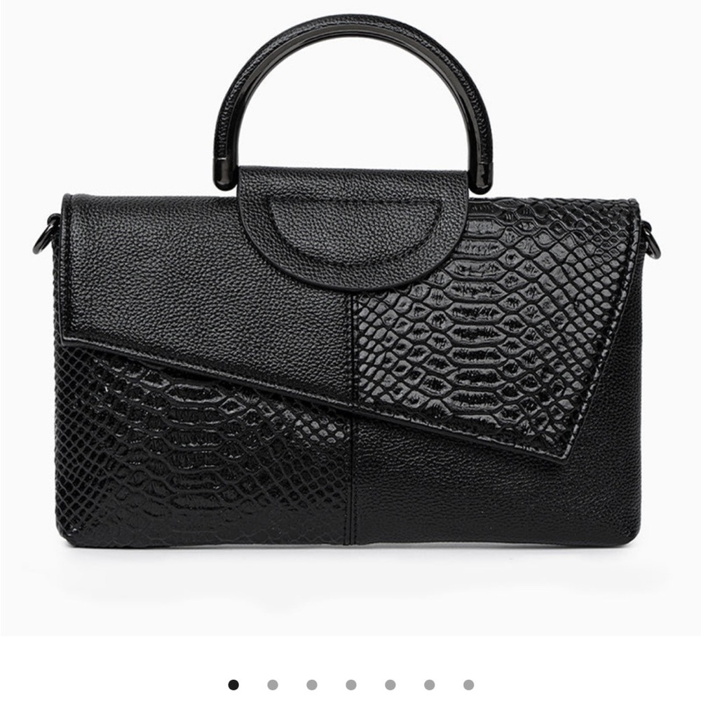 Black Crossbody Bag with Textural Contrast